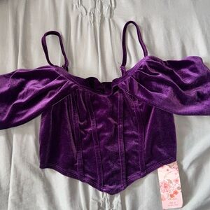 Royal Purple Cropped Corset Style Top
